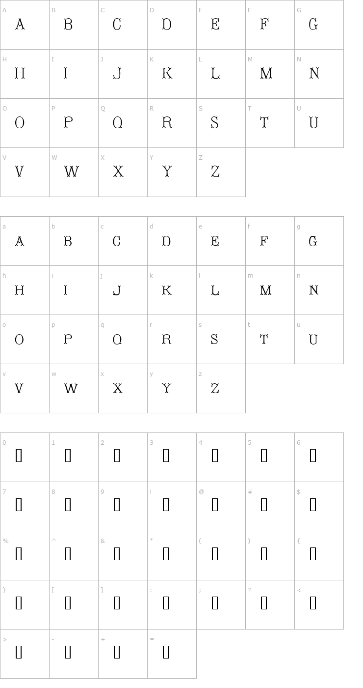 Character Map Primers Font