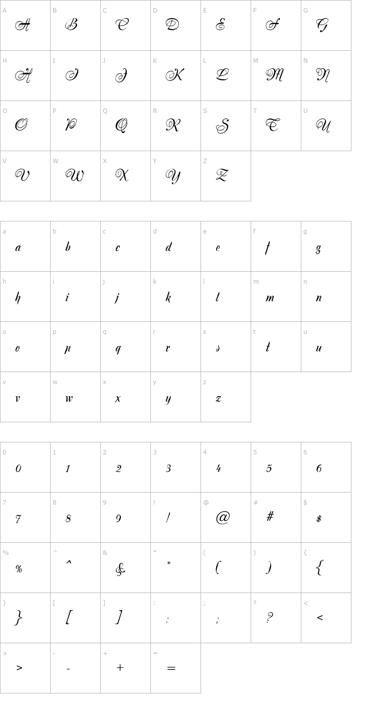 Character Map PrimroseJF Font