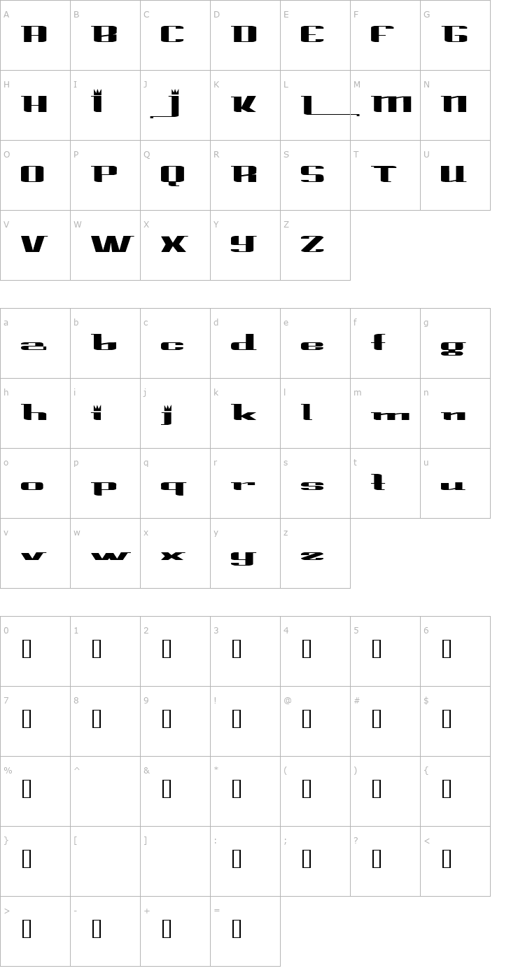 Character Map PrinceAlbertExtended Font