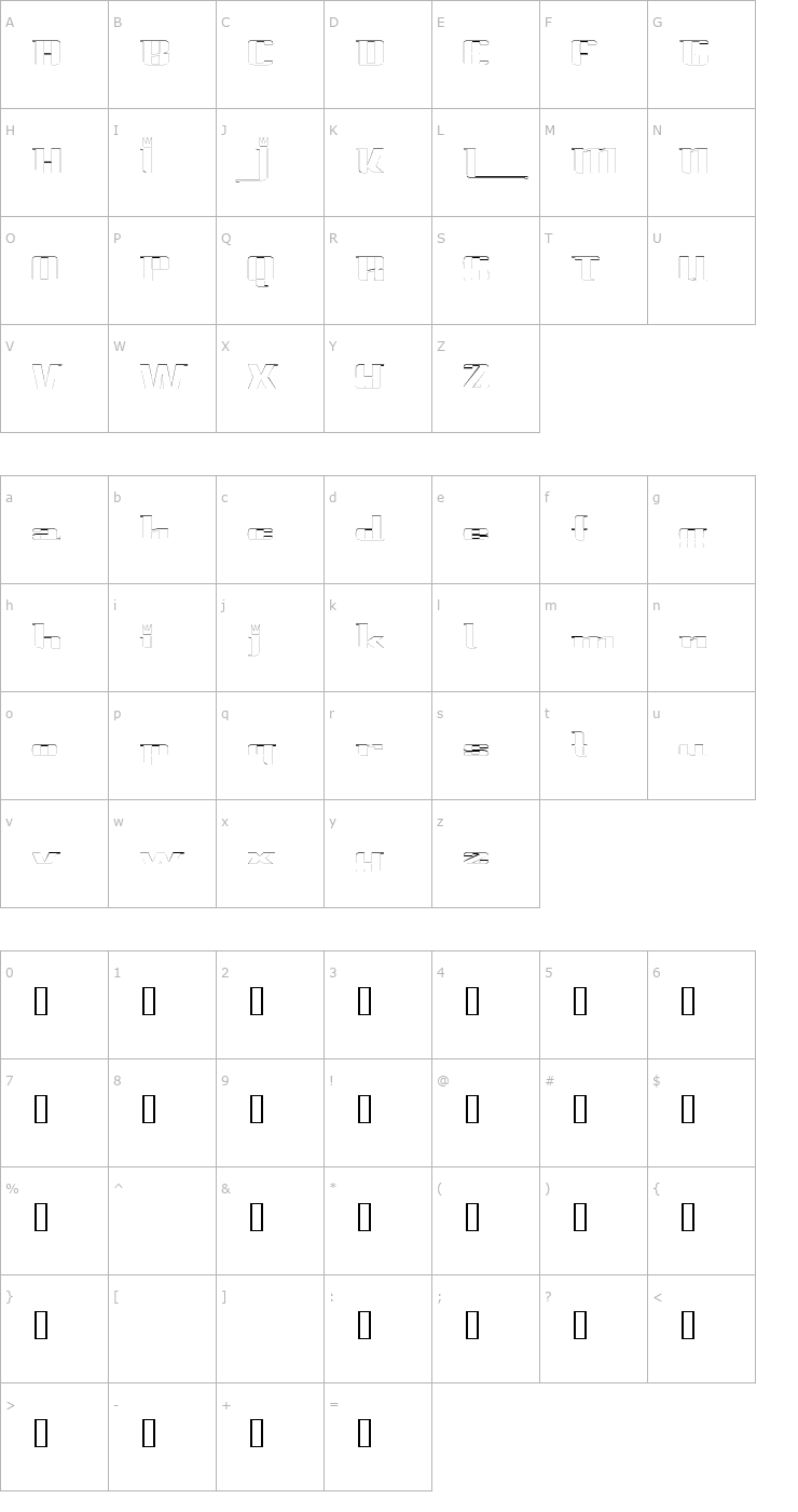 Character Map PrinceAlbertOutline Font