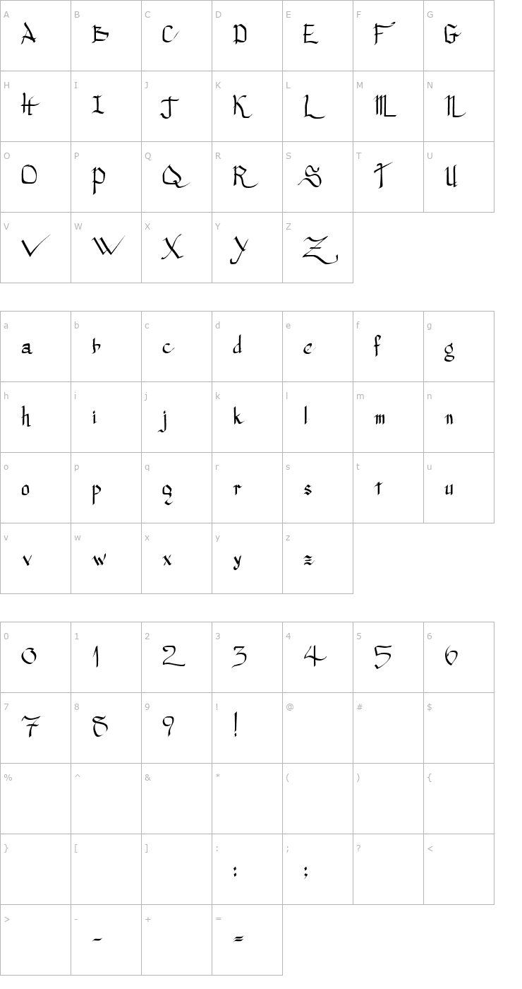 Character Map Princess Lulu Font