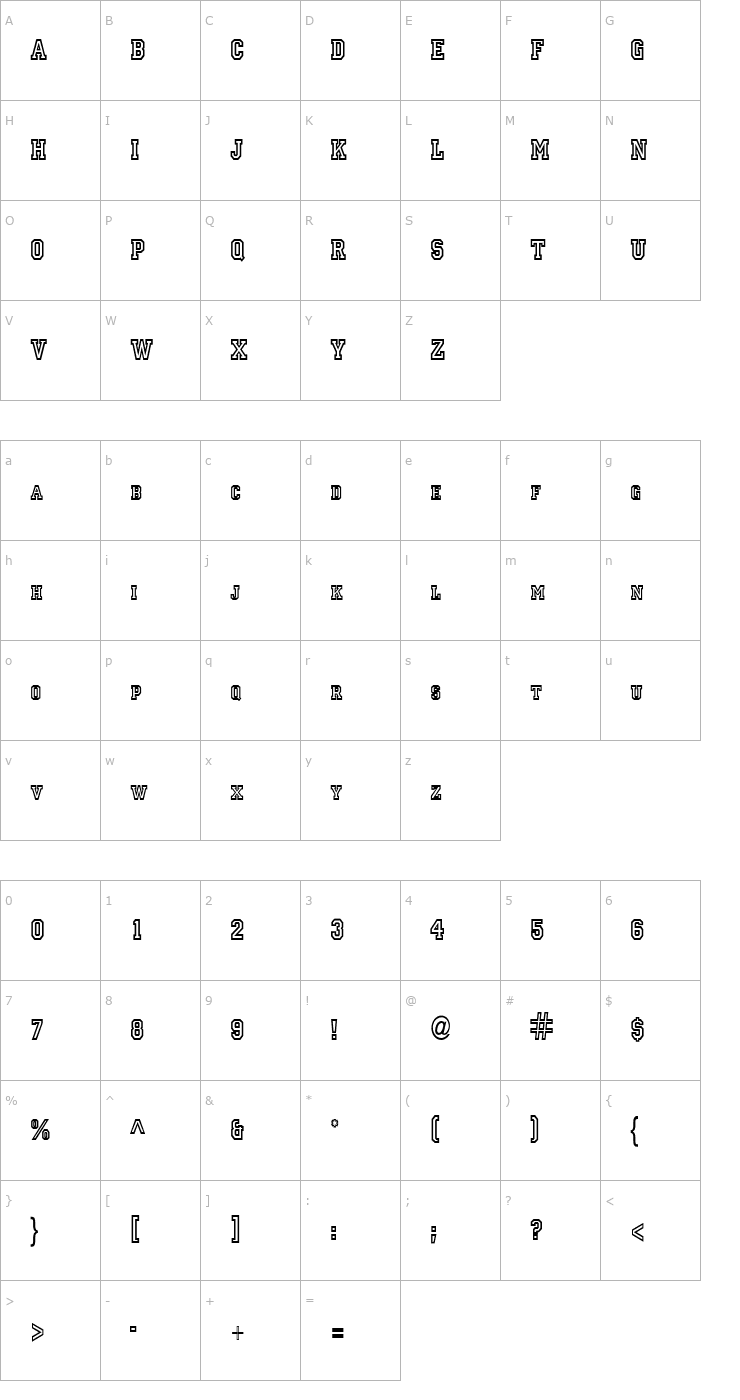 Character Map Princeton Condensed Normal Font