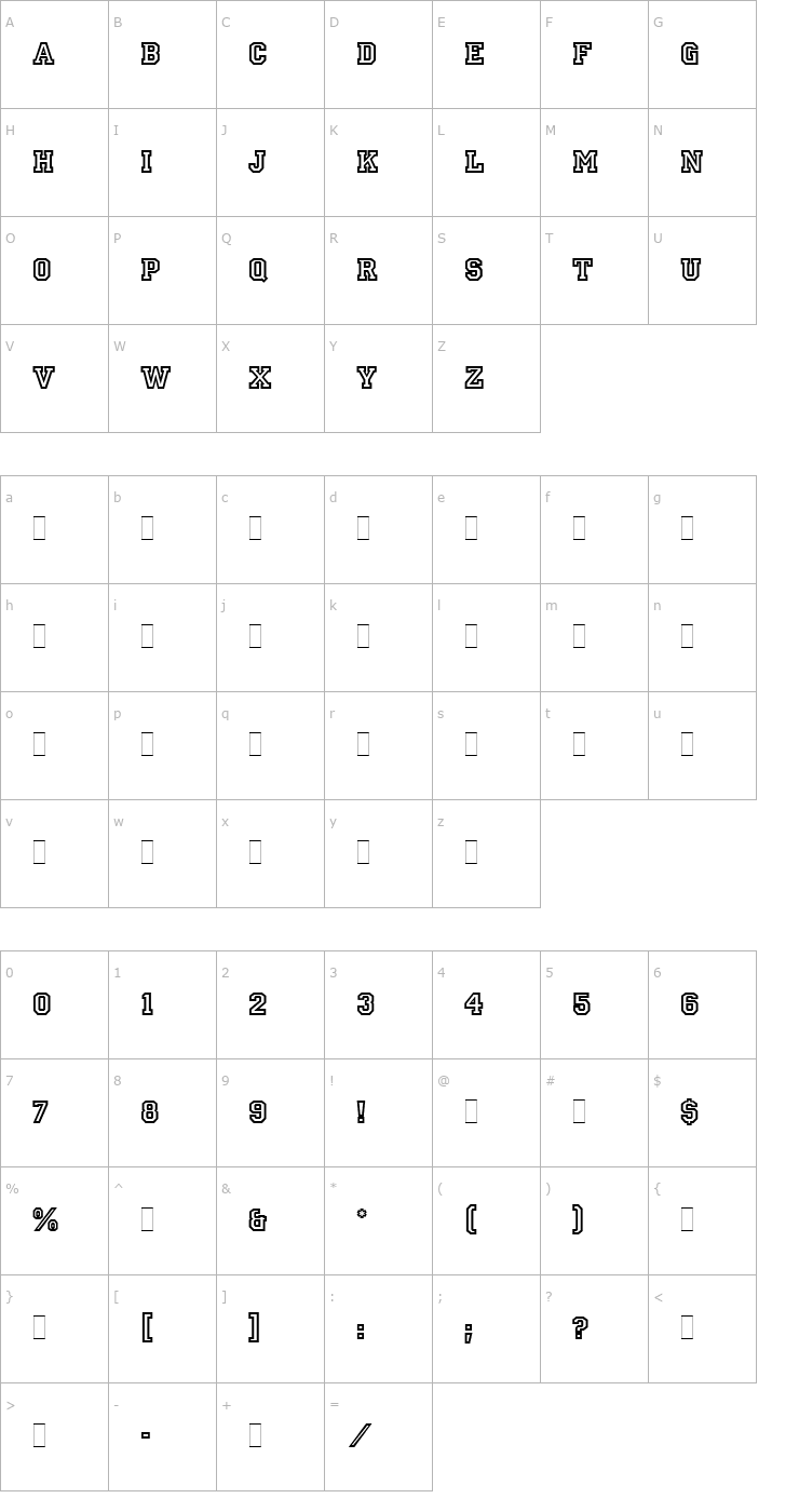 Character Map Princetown LET Plain1.0 Font