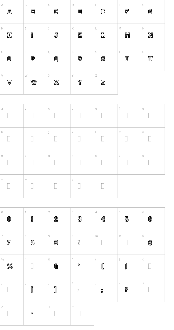Character Map PrincetownPlain Font