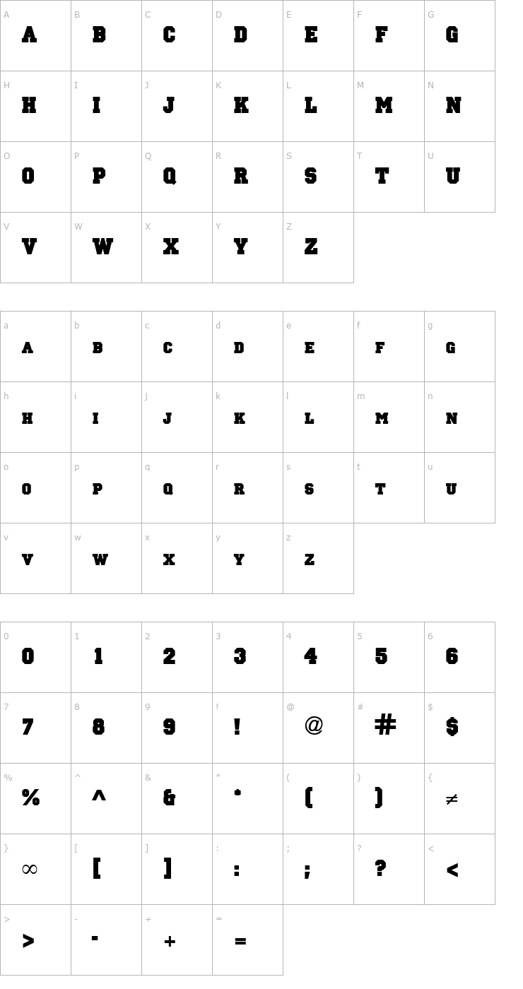 Character Map PrincipalSolid-Regular Font