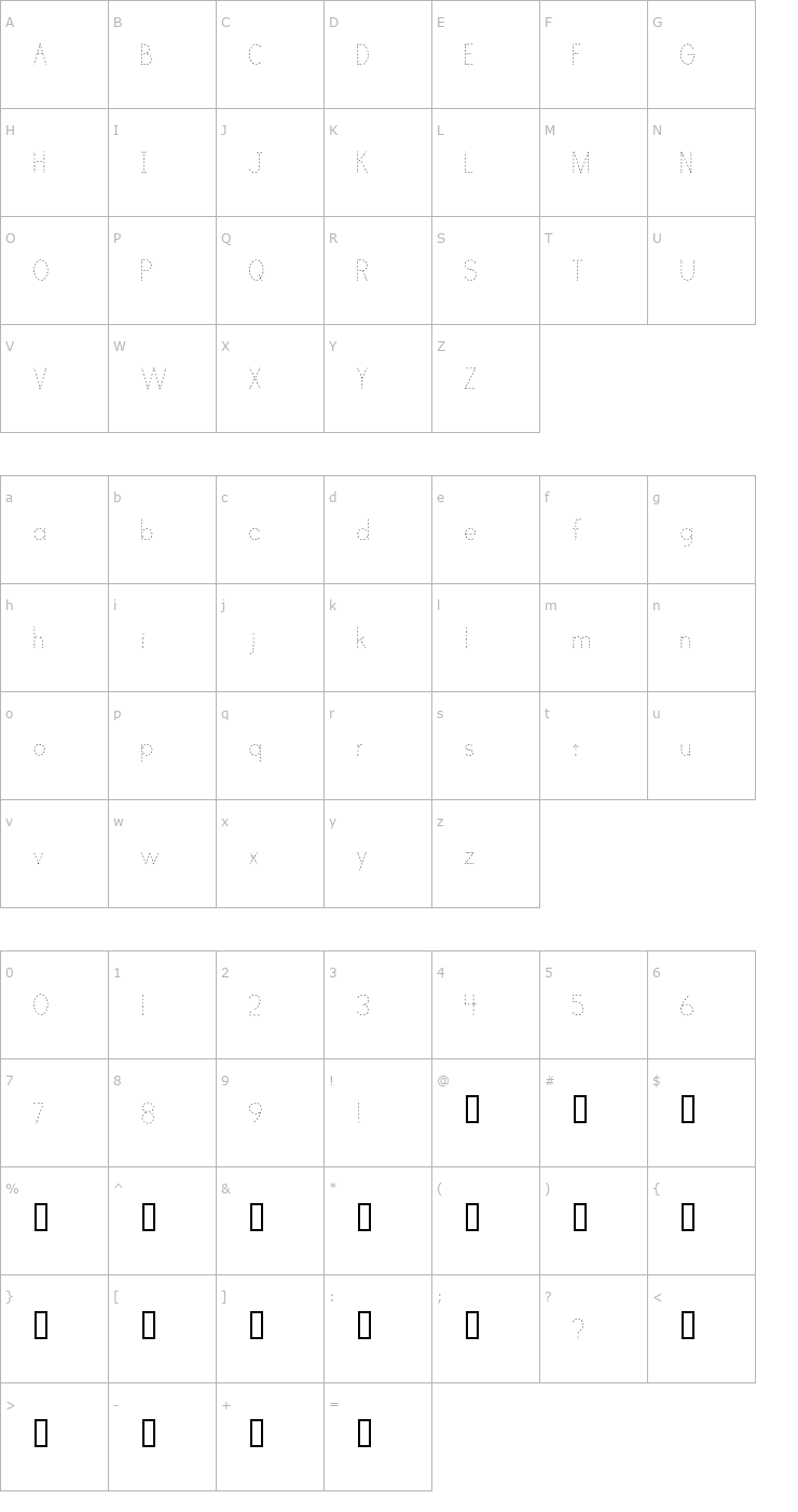 Character Map Print Clearly Dashed Font