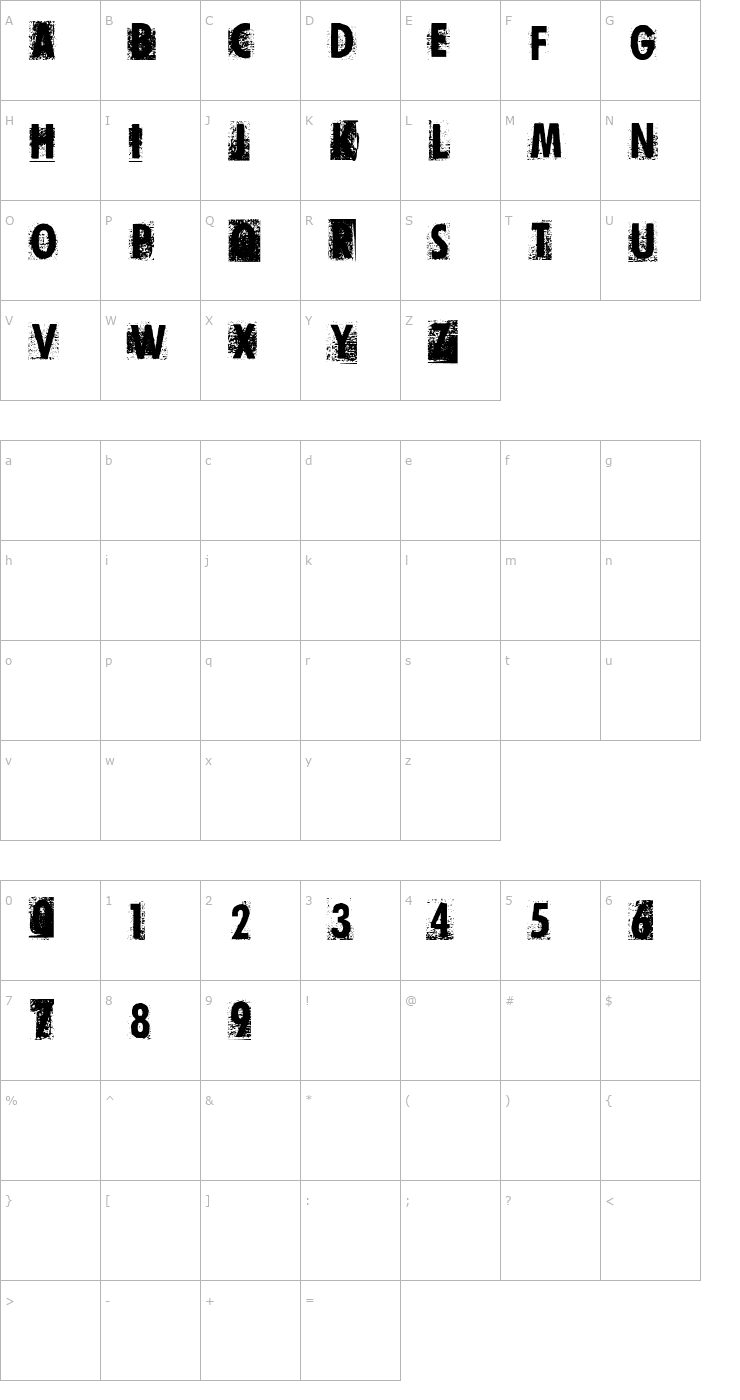 Character Map Print Error Font