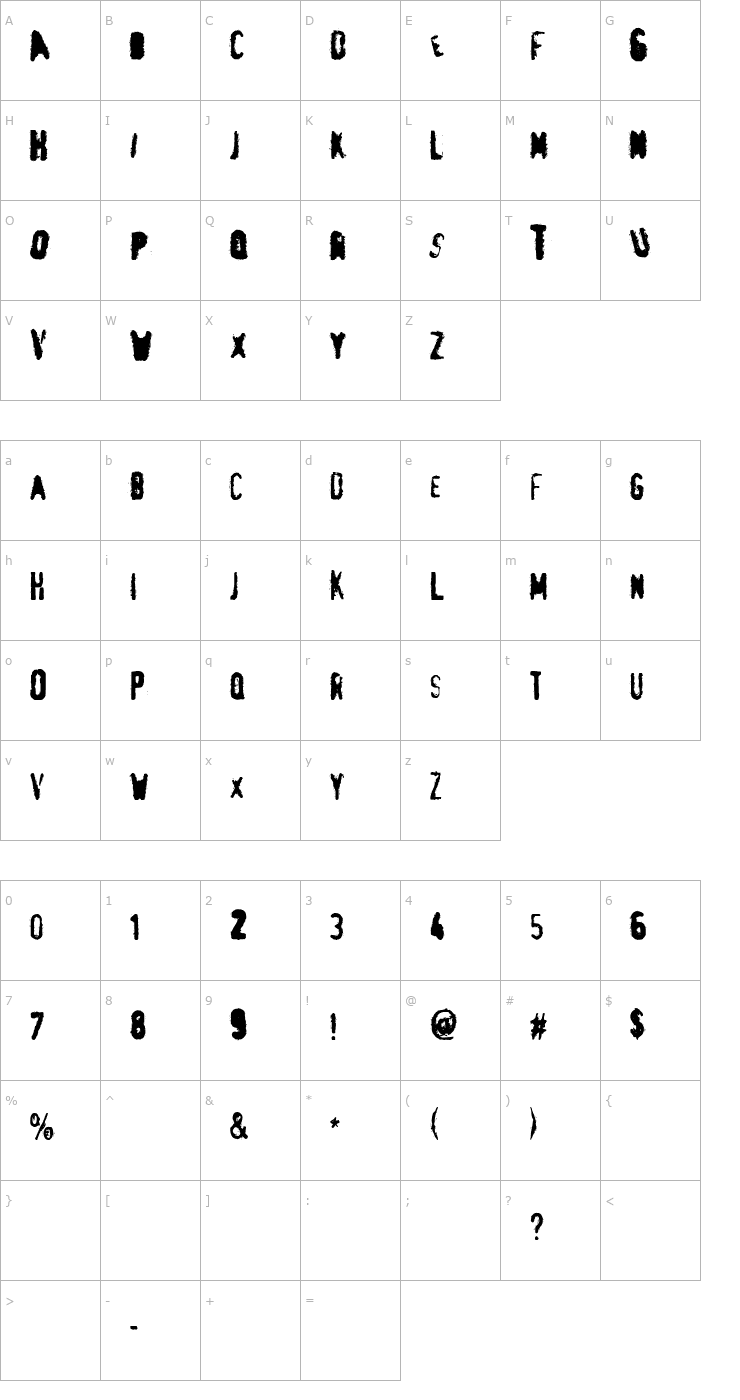 Character Map pRint Fuck 151 Font