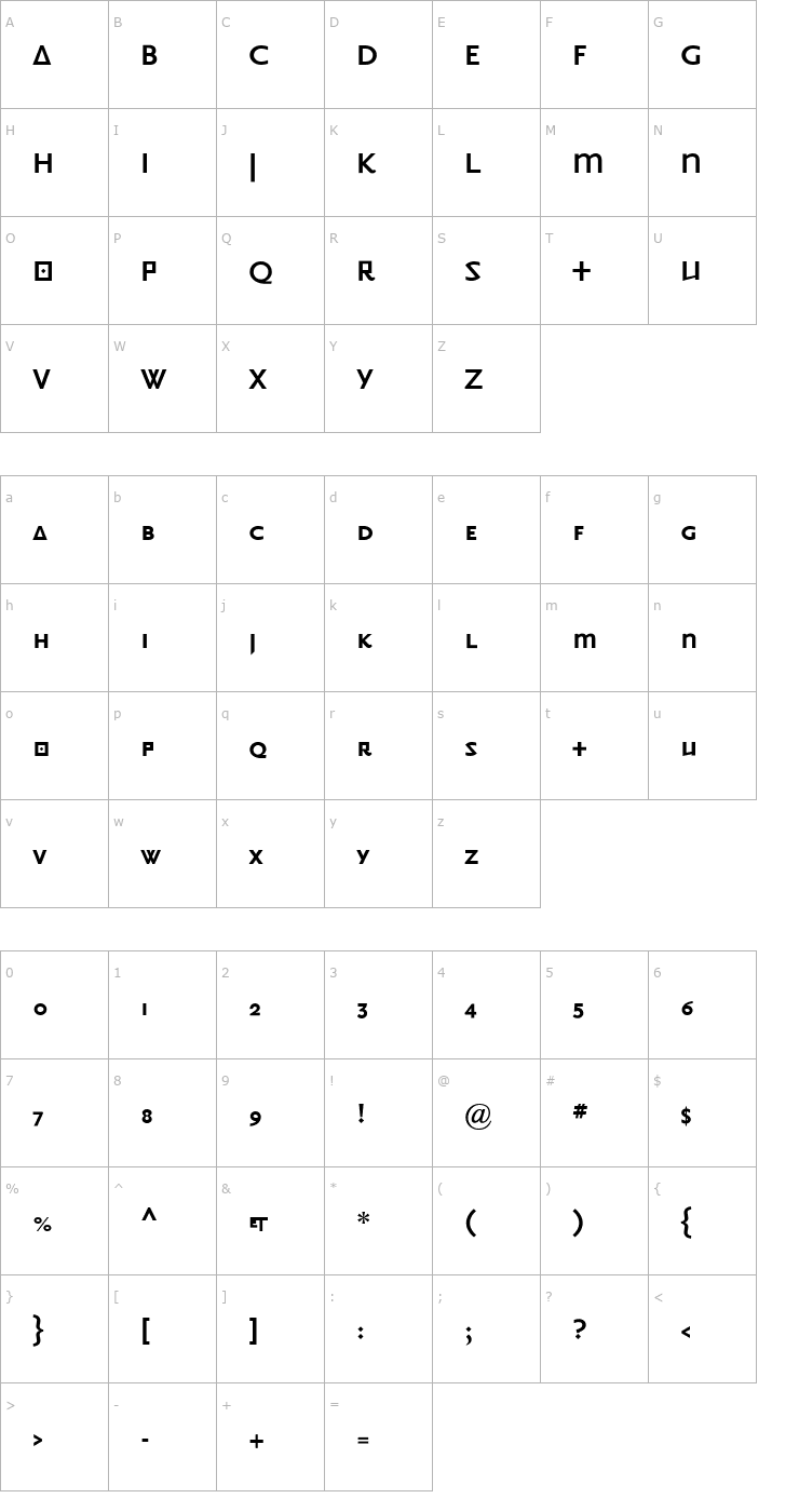 Character Map Priori Sans Bold SC Alt Font