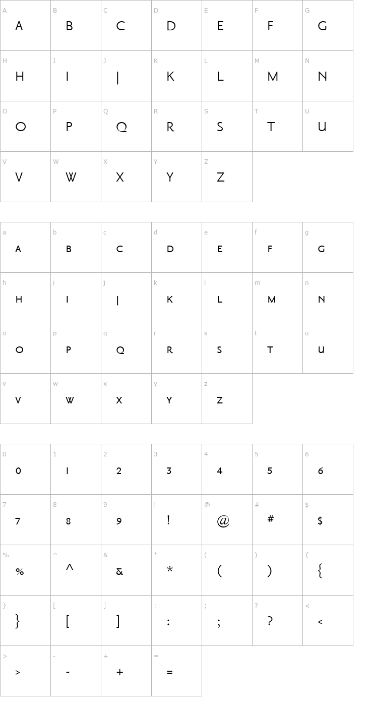 Character Map Priori Sans Regular SC Font
