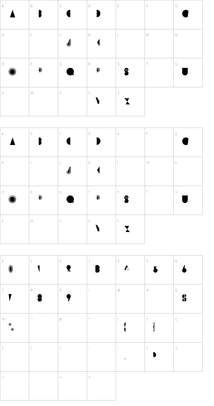 Character Map Prisma Regular Font