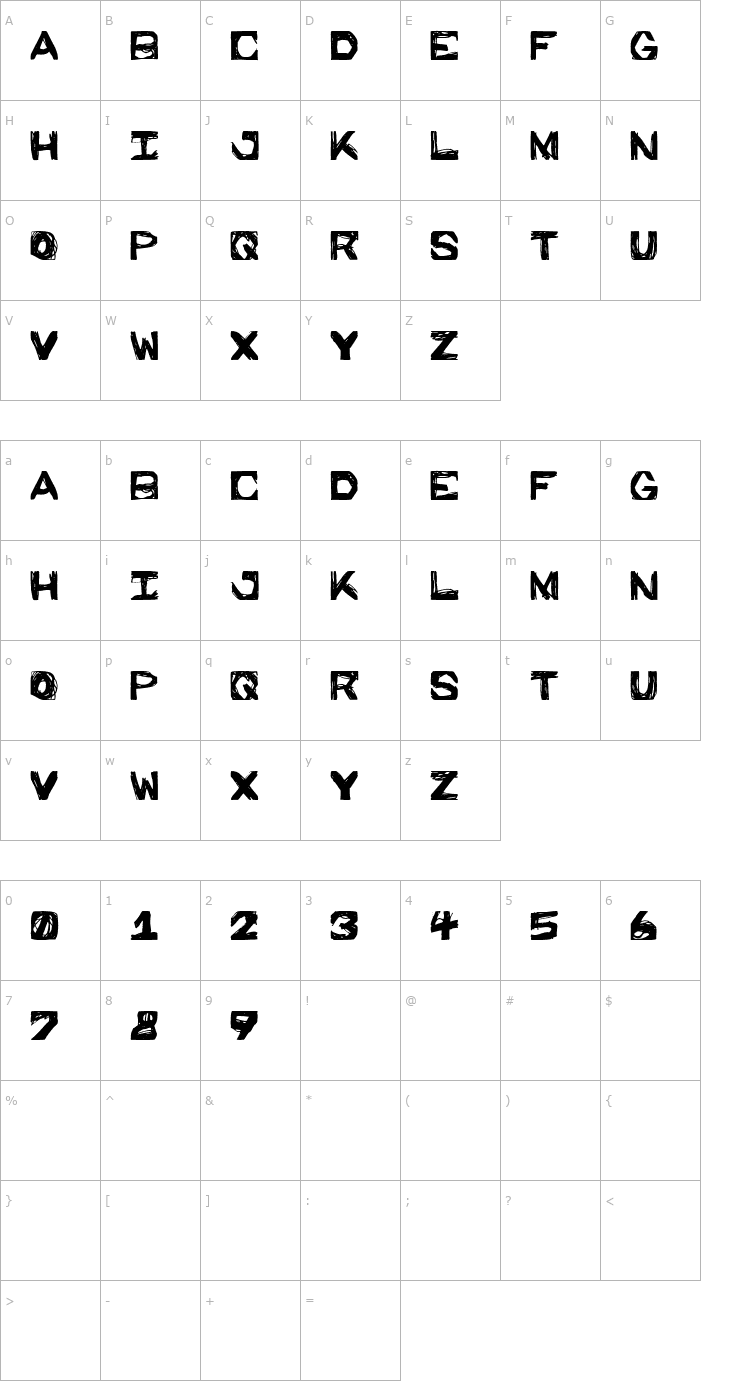 Character Map Prison Walls Font