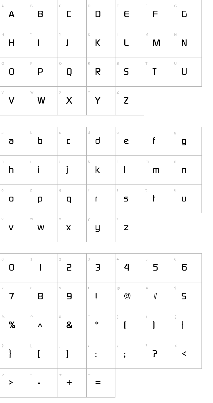 Character Map Prisoner SF Font