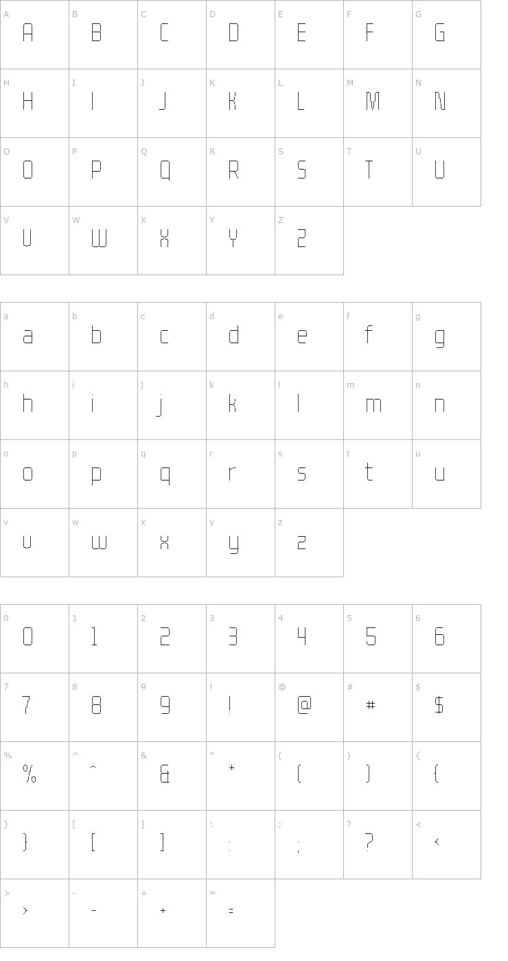 Character Map Proce55ing Light Font