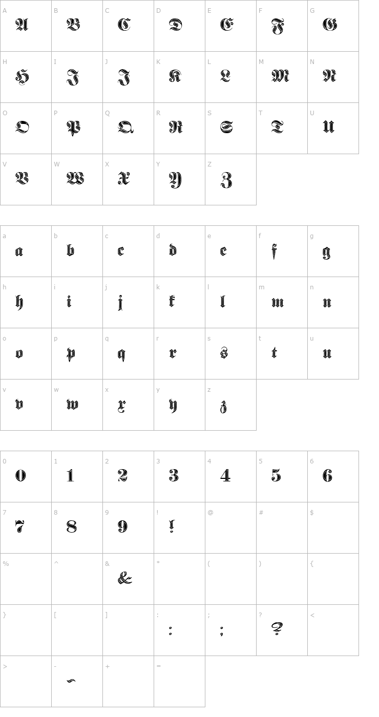 Character Map Proclamate Incised Heavy Font
