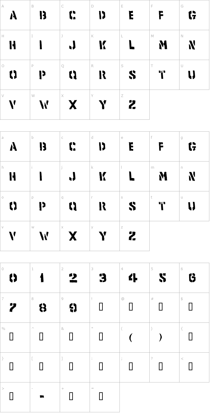 Character Map Product Font