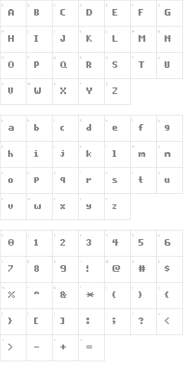 Character Map PROG.BOT Font