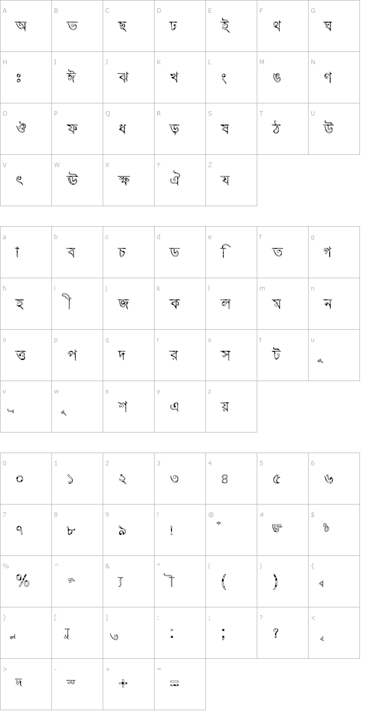 Character Map Progoty Cow Font