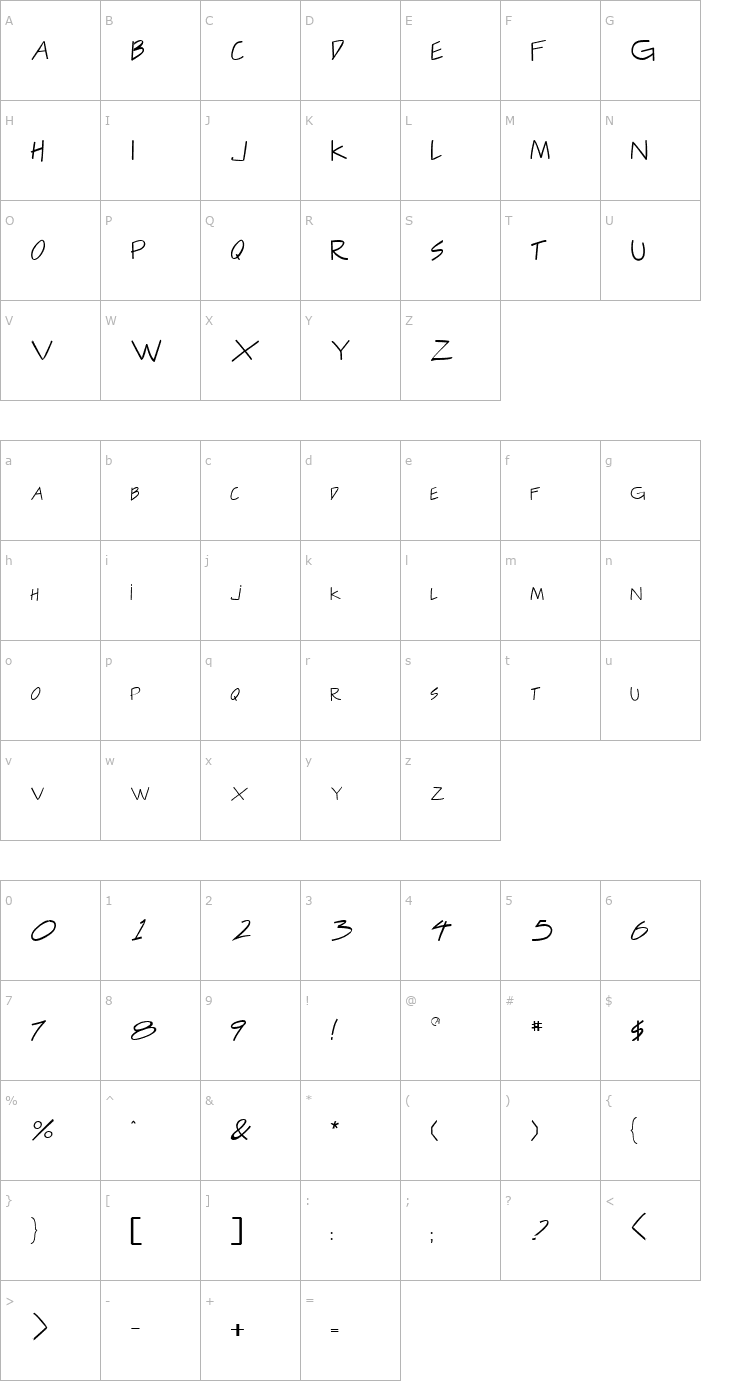 Character Map Project Regular Font