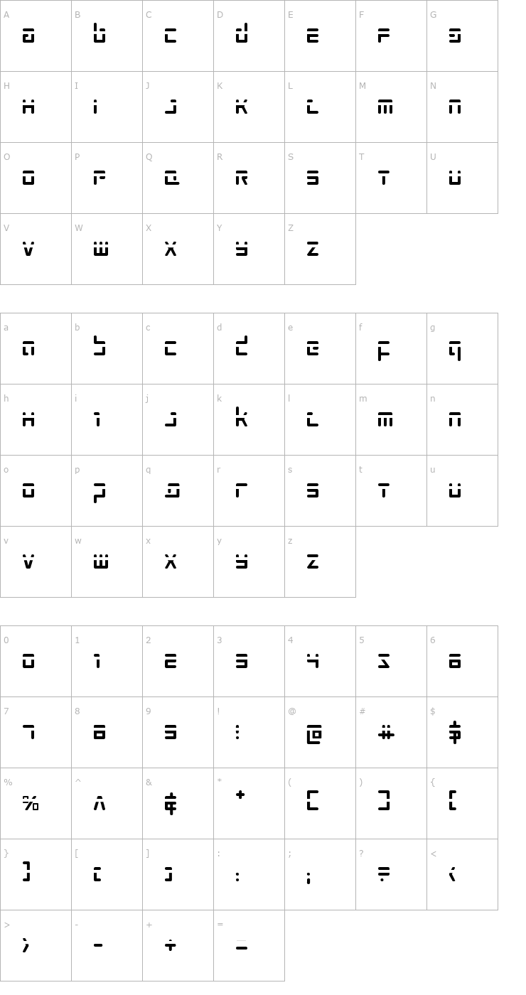 Character Map Prokofiev Laser Font