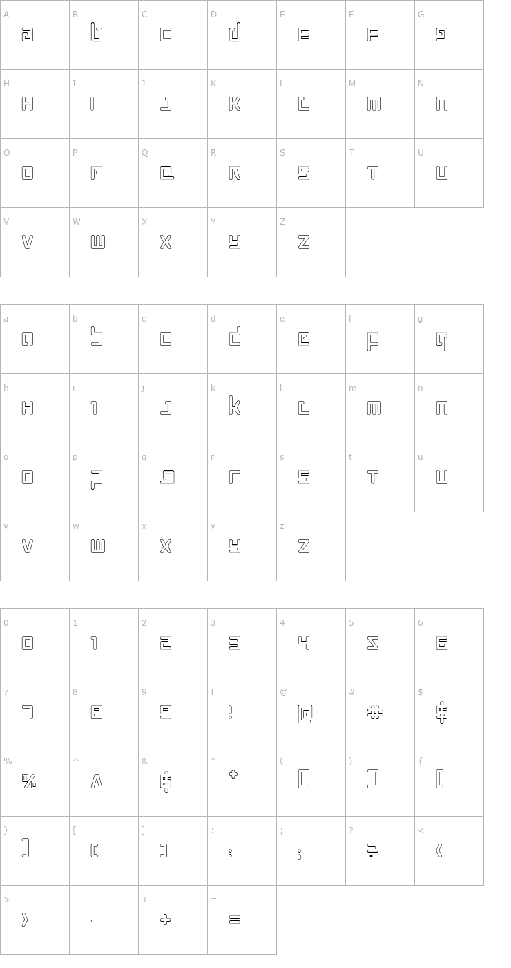 Character Map Prokofiev Outline Font
