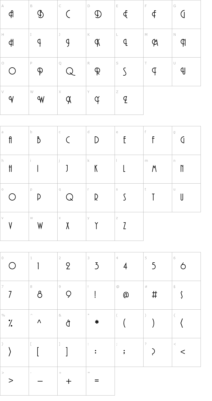 Character Map Promenade Font