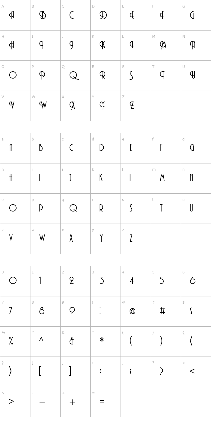 Character Map Promenade Regular Font