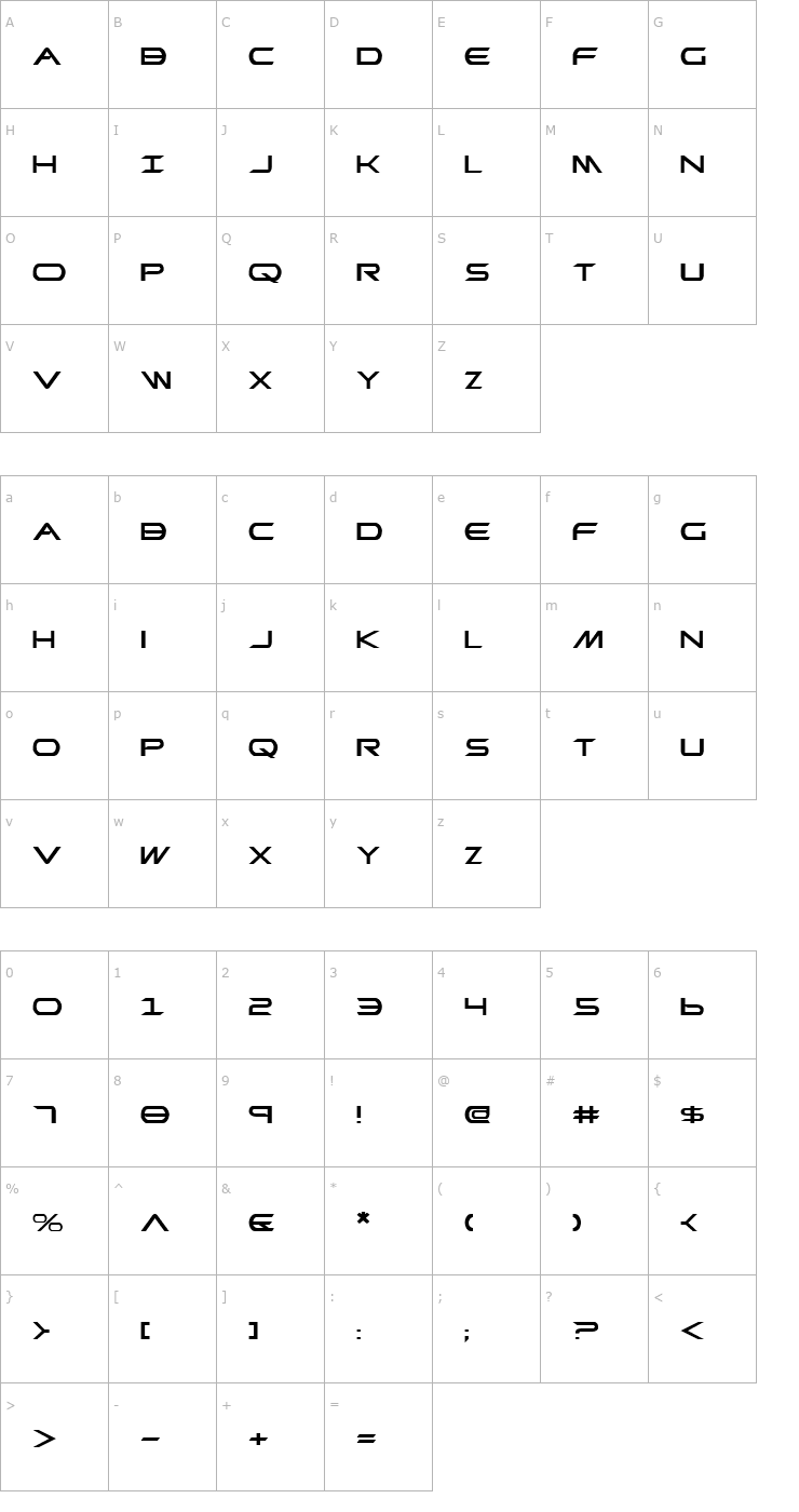 Character Map Promethean Expanded Font