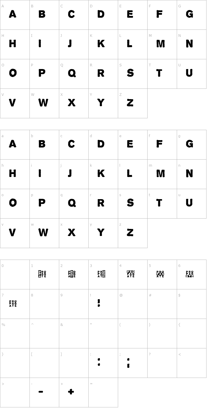 Character Map Propaganda Font