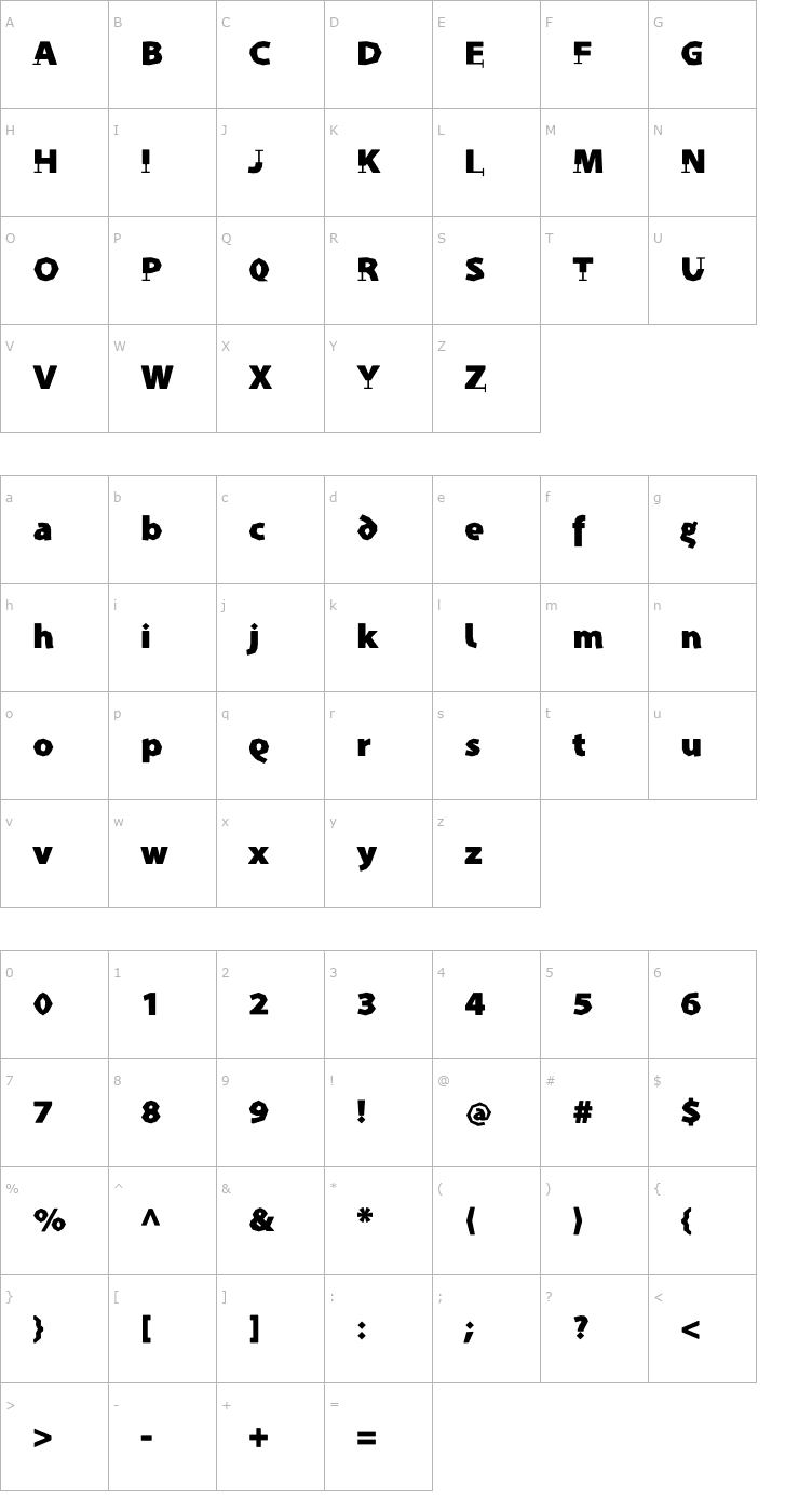 Character Map Prothesis-Caribiqu Font