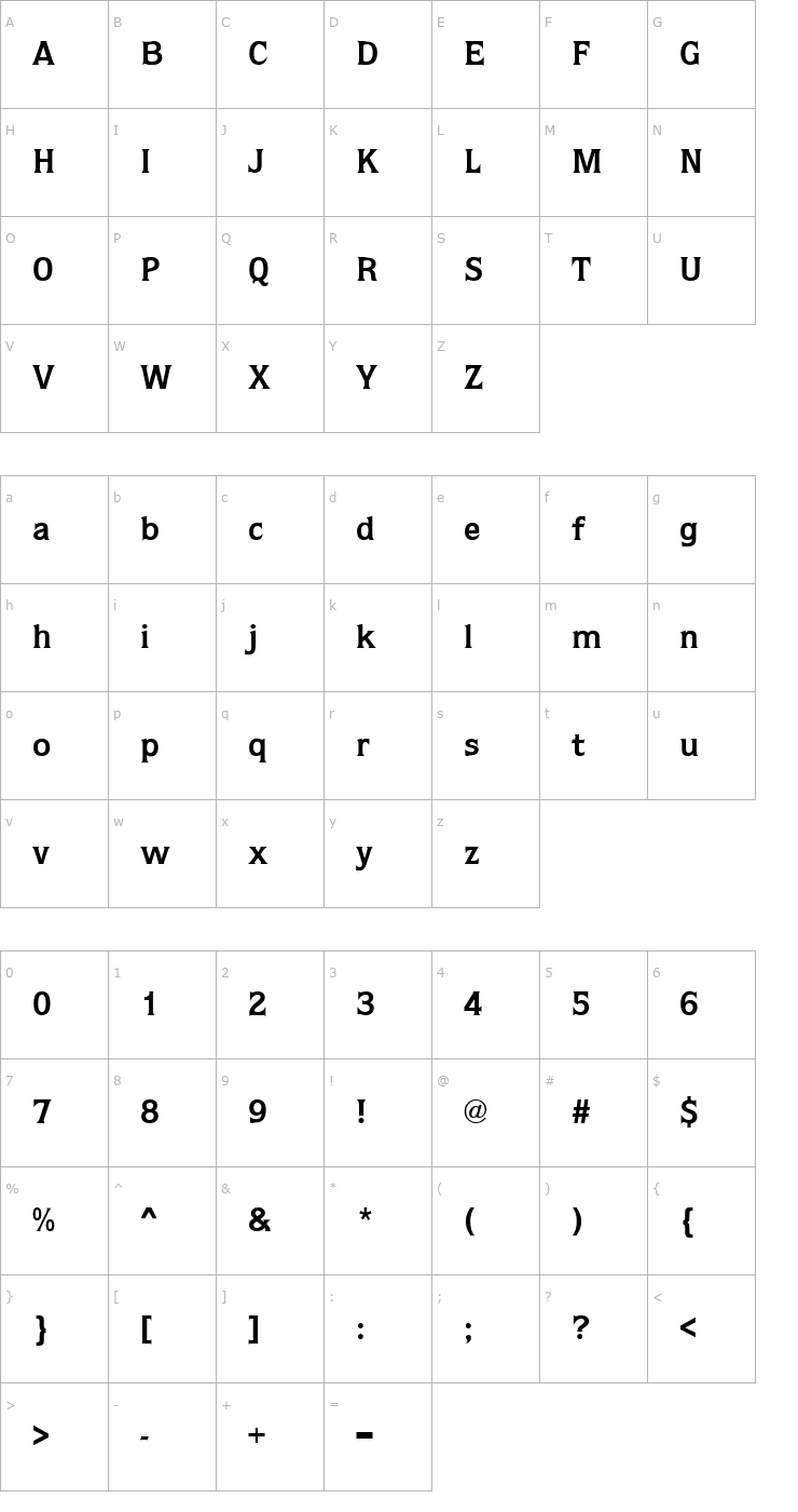 Character Map Proto Bold Font