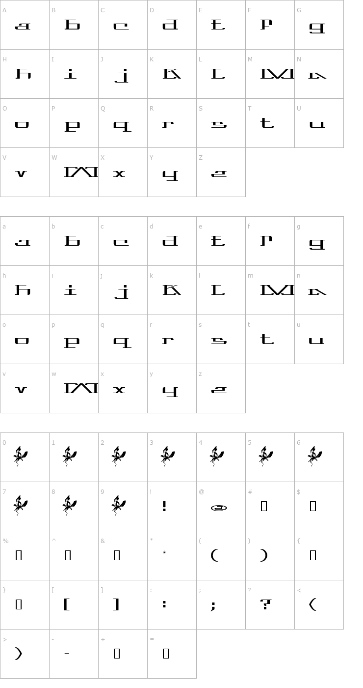 Character Map Prozac Child Font