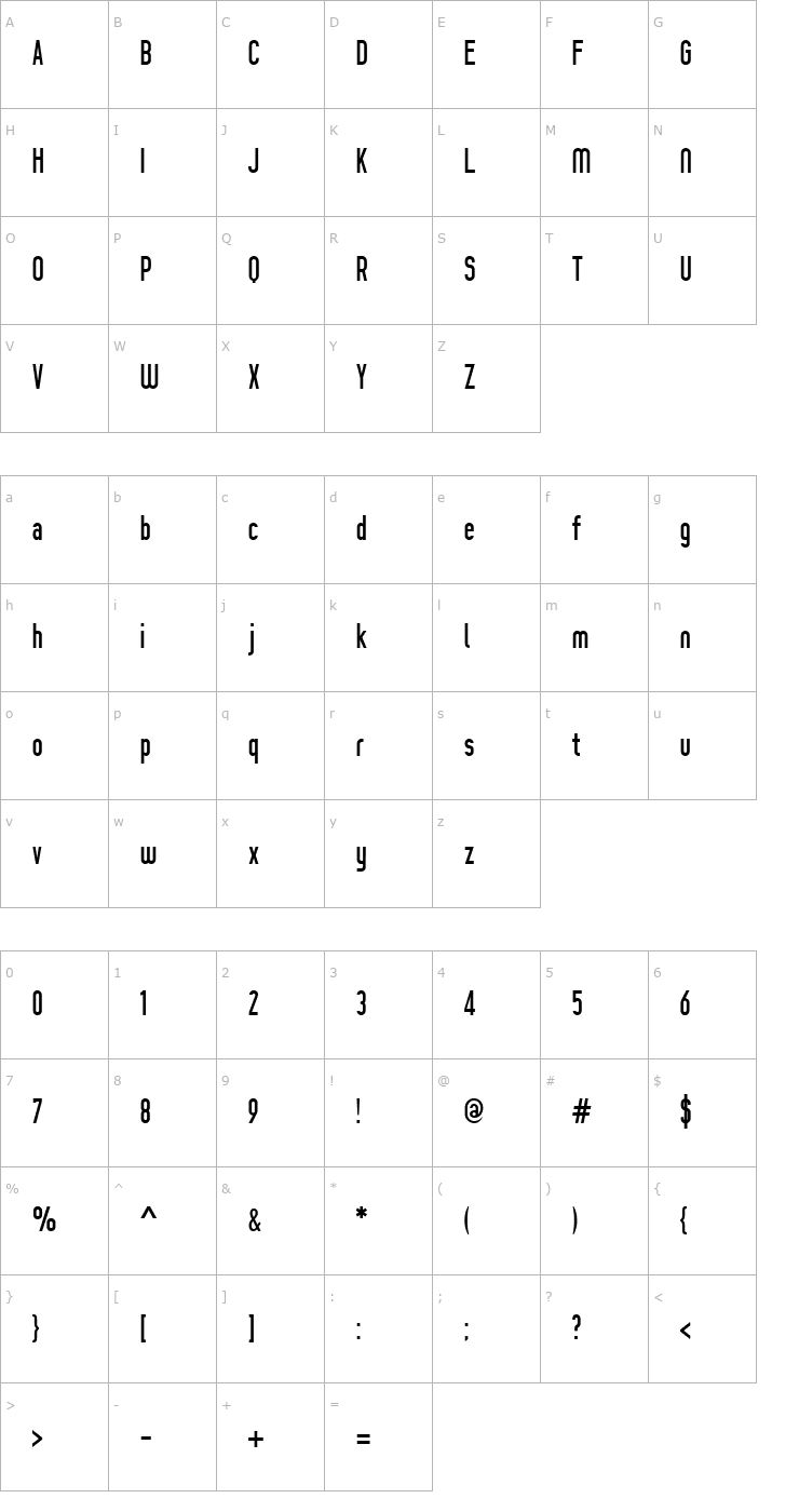 Character Map Prozak Font