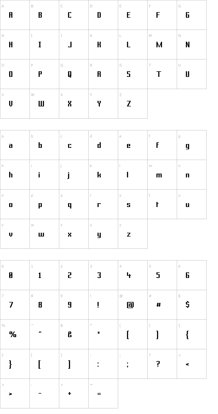 Character Map Prussian Brew Solid Font
