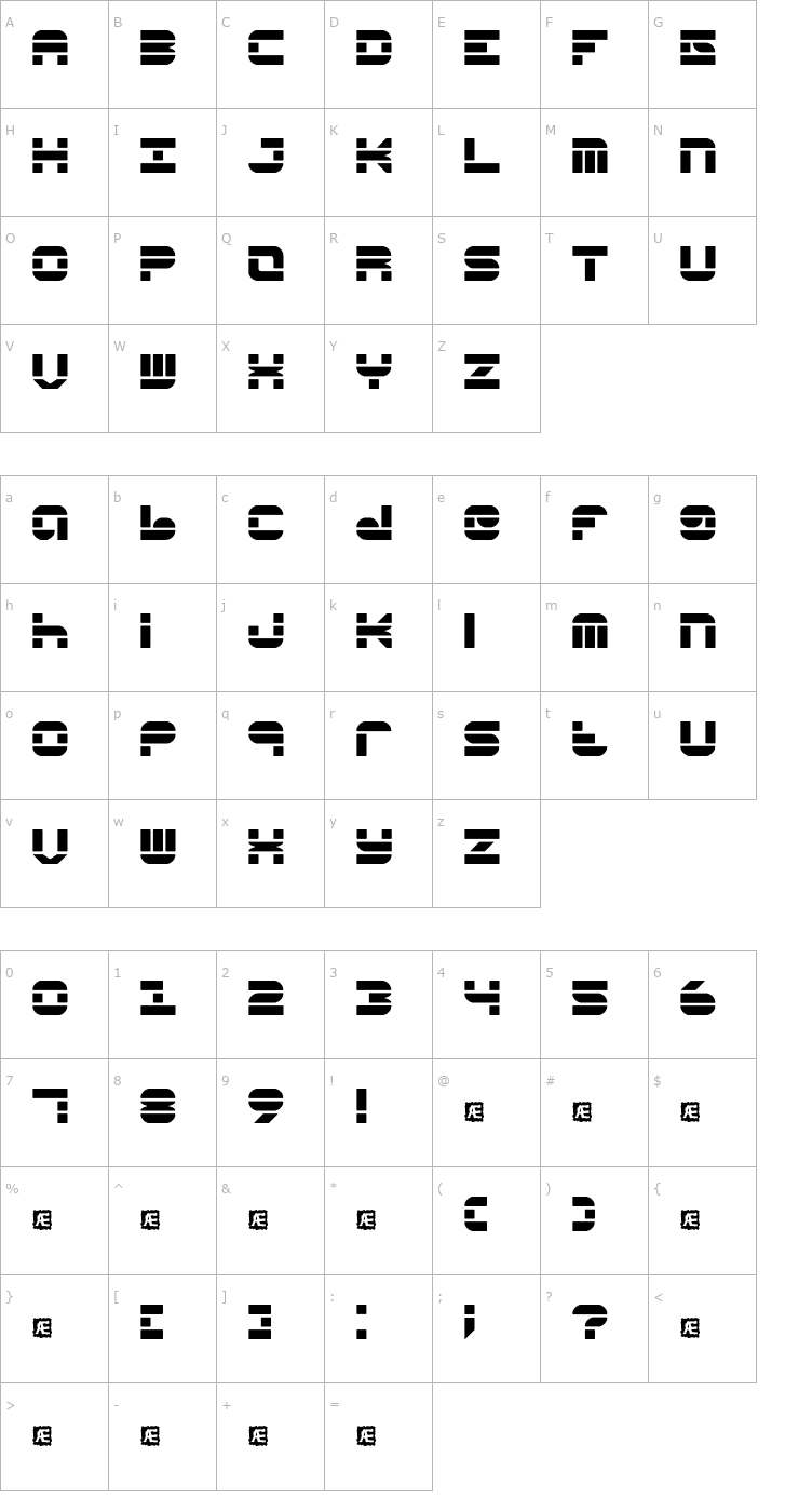 Character Map Pseudo (BRK) Font