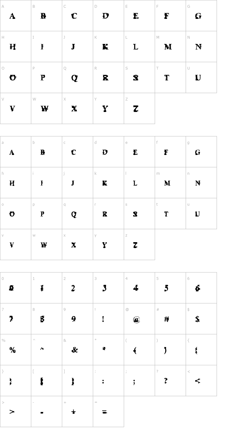 Character Map Psi Borgz Font