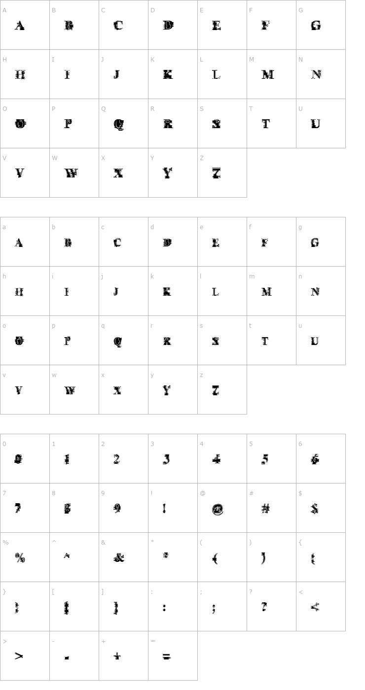 Character Map Psi Borgz Street Scrawl Font