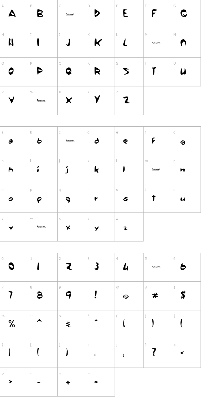 Character Map Psyberdeli Font