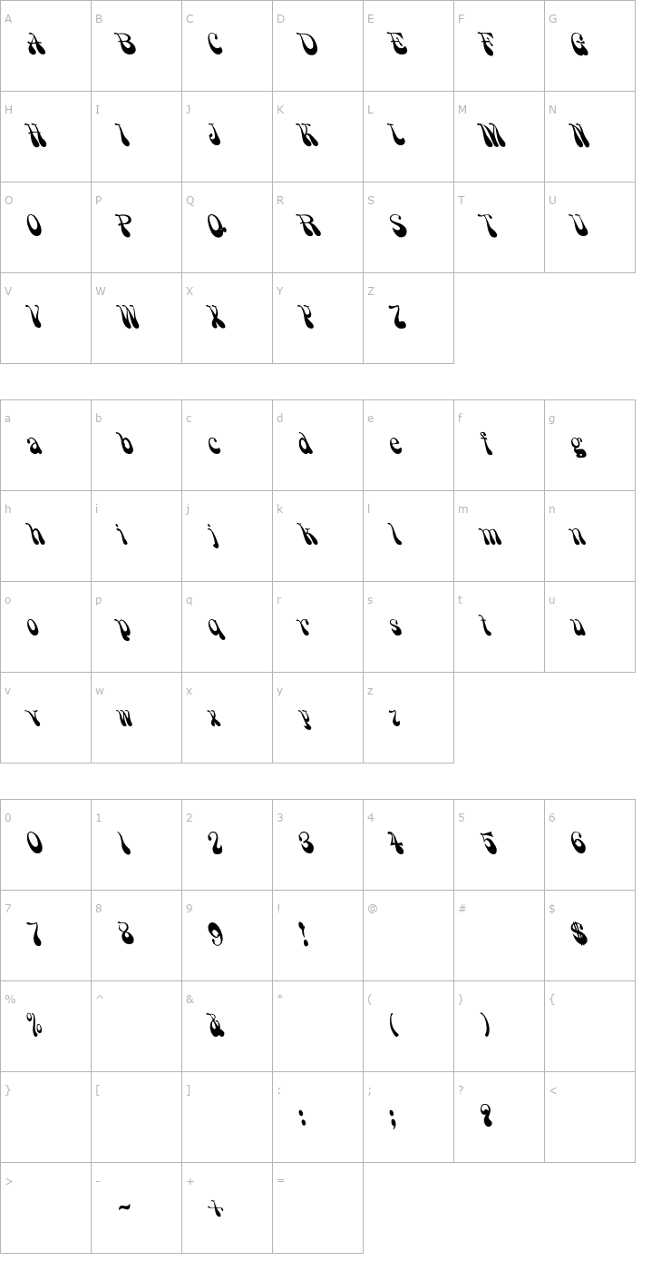 Character Map PsychedelicSmoke Font