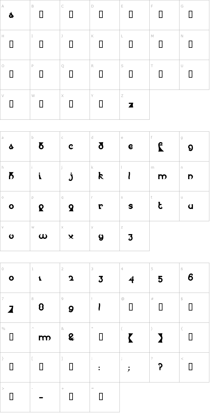 Character Map Psychotic Elephant Text Font