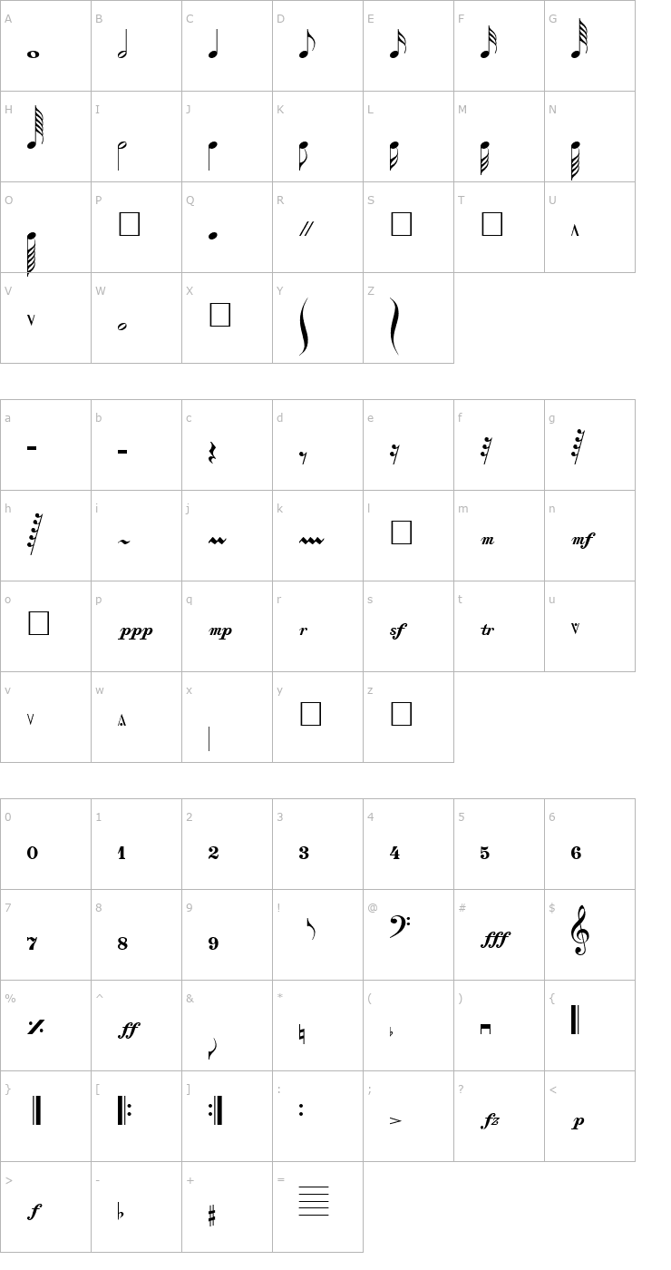 Character Map PT Cadenza Font