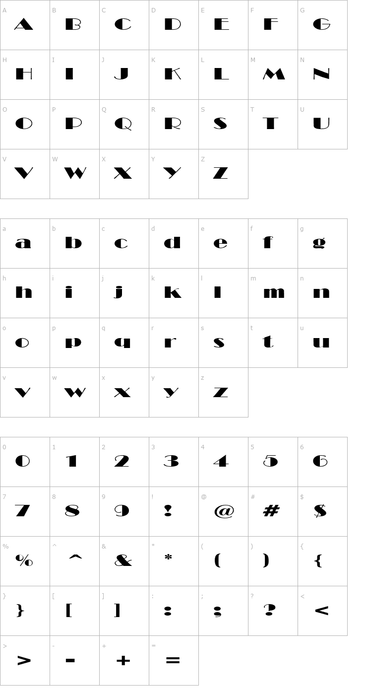 Character Map PT Capone Extended Font