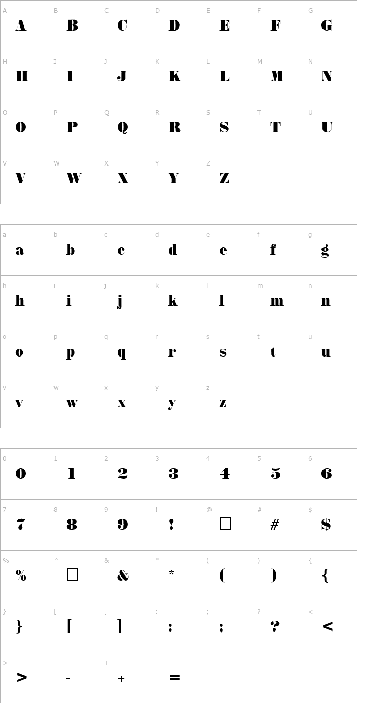 Character Map PT Cargo Font