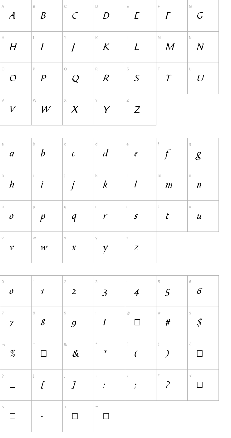 Character Map PT Diploma Font