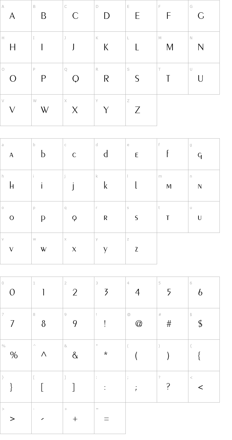 Character Map PT Eclectic Font