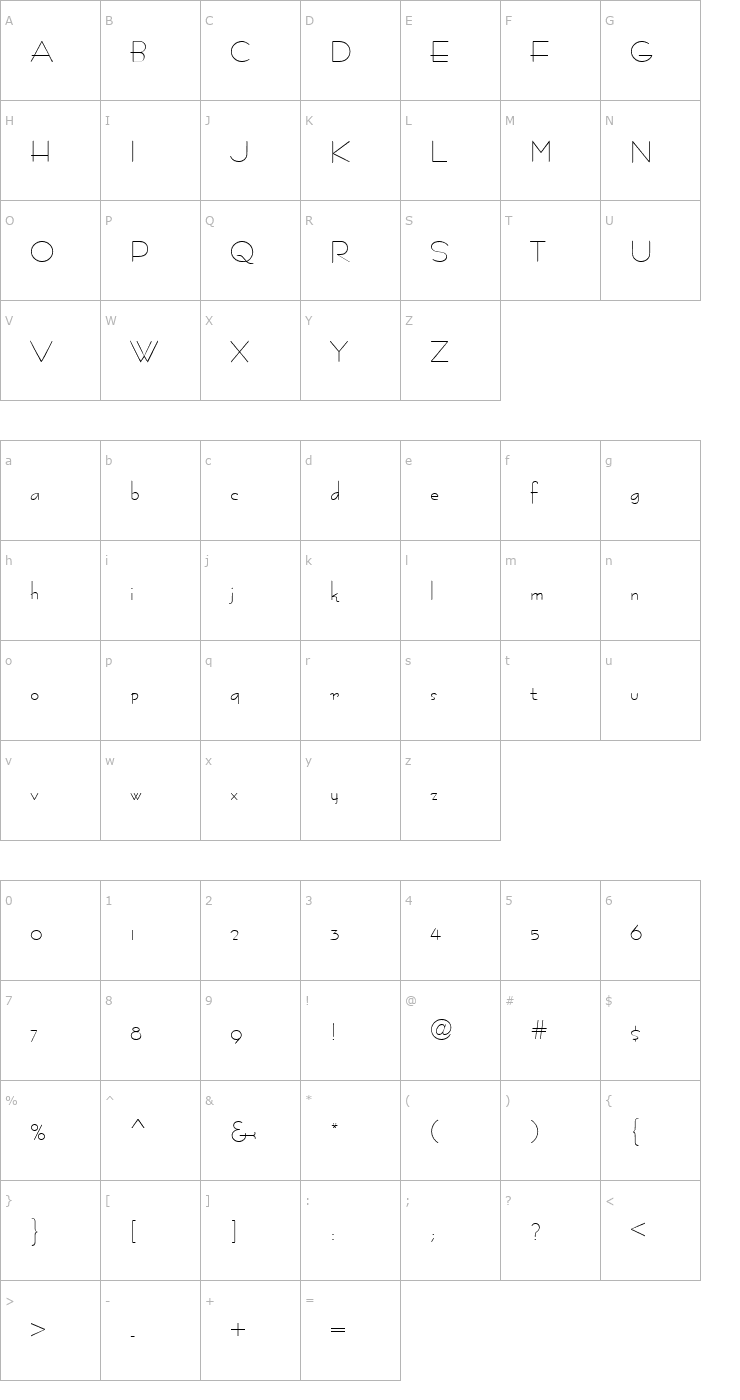Character Map PT Fineline Font