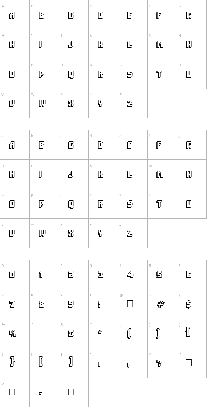 Character Map PT Flattop Font