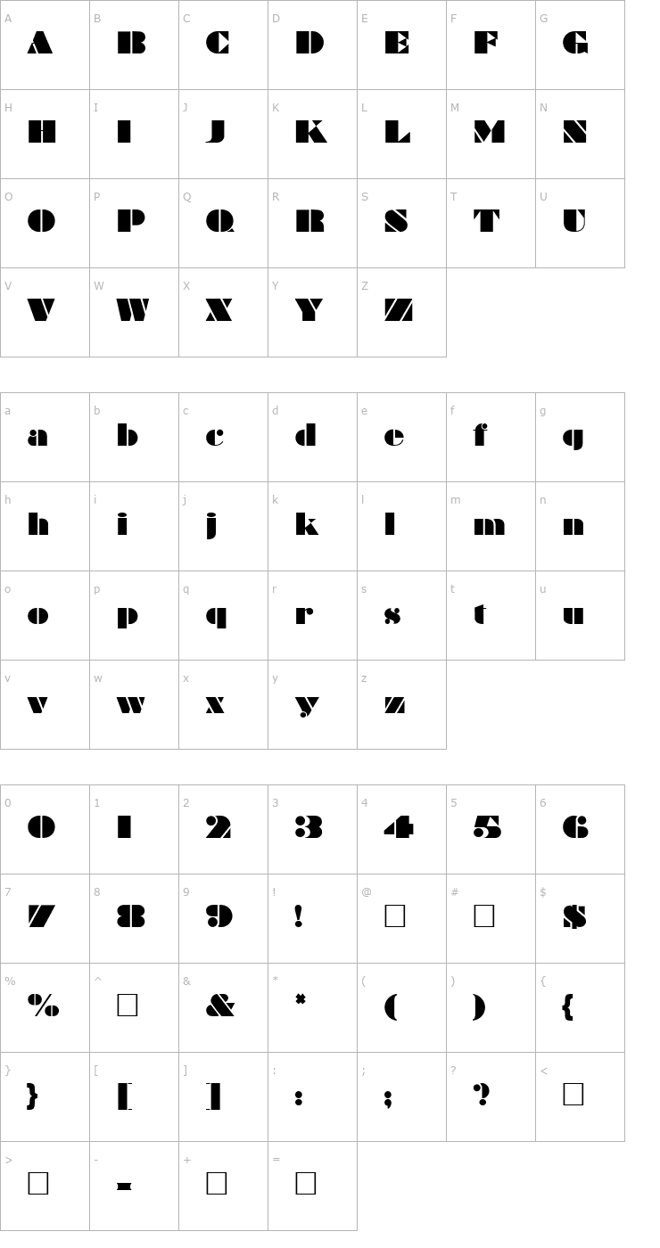 Character Map PT Footlocker Font