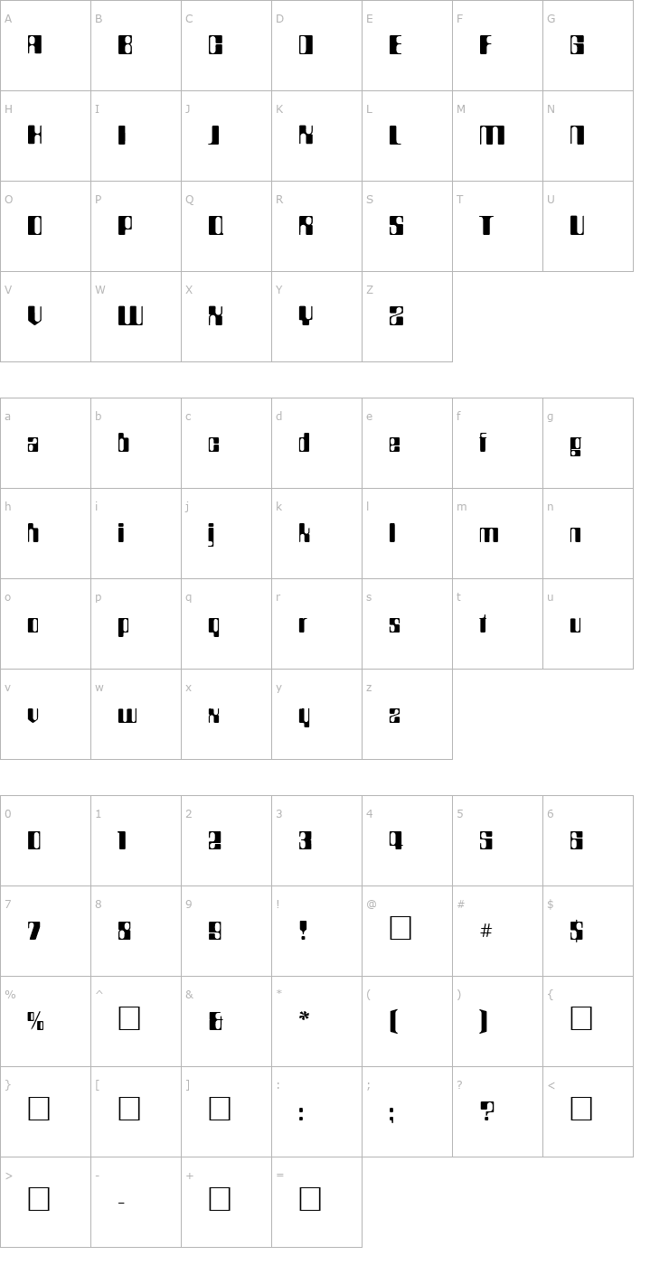 Character Map PT HAL Font