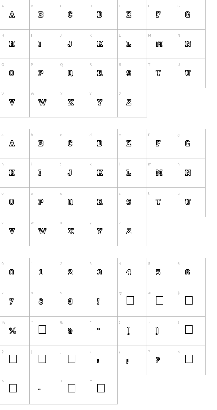 Character Map PT Letter Sweater Font